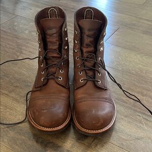 Red Wing Men's Brown Leather Boots - Iron Ranger size 10.5